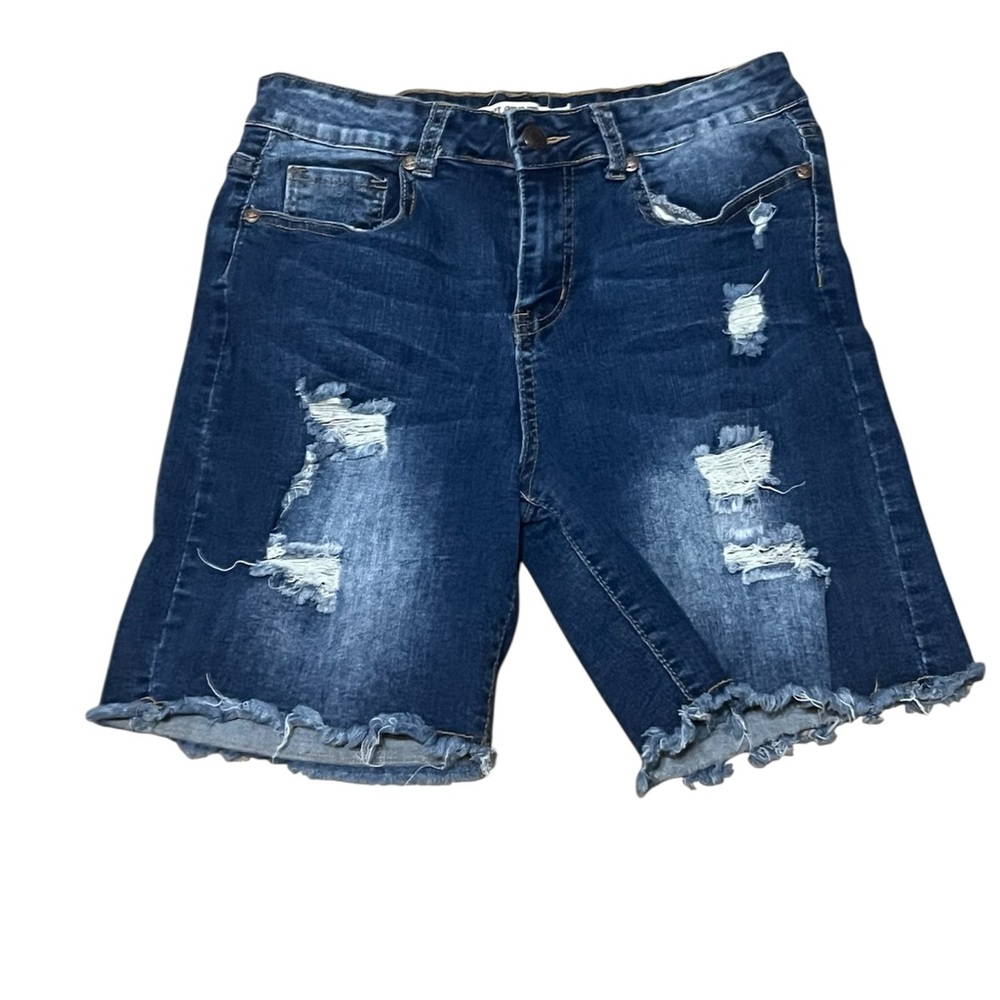 Celebrity Ace Jeans 11/30 Distressed Blue Jean Shorts Stretch Waist Comfort